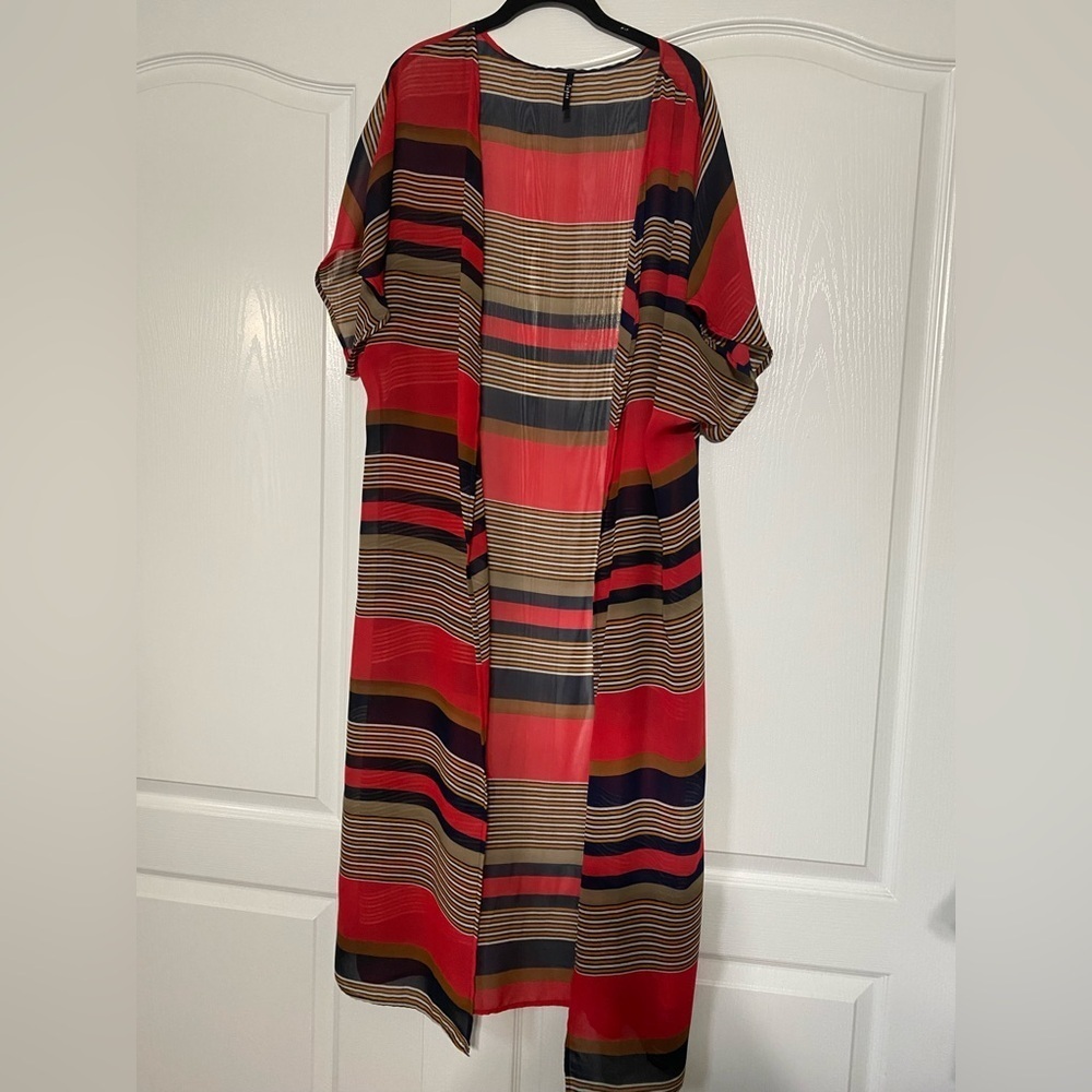 Striped Multicolor Long Kimono One Size